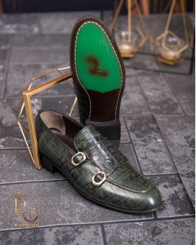 Pantofi Loafers, barbatesti, verde, piele naturala- P1767