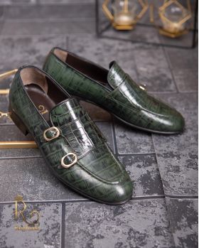 Pantofi Loafers, barbatesti, verde, piele naturala- P1767