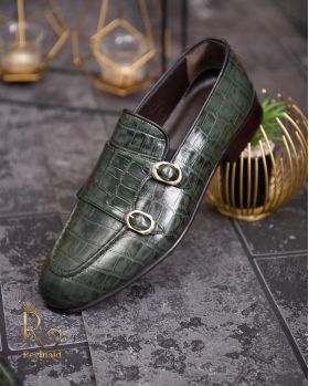 Pantofi Loafers, barbatesti, verde, piele naturala- P1767