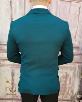 Sacou de bărbați, Double Breasted, Verde imperial, Slim Fit - SC781