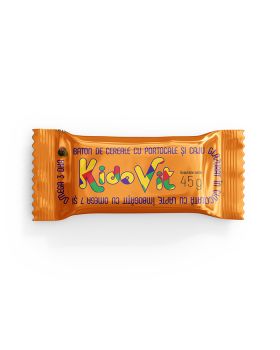 Baton de cereale cu portocale si caju, 45g, Kidovit