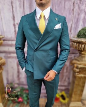 Costum elegant de bărbați, verde imperial, Sacou si Pantalon - C3741