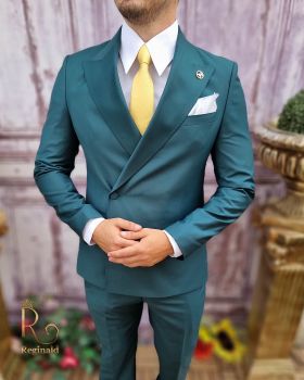 Costum elegant de bărbați, verde imperial, Sacou si Pantalon - C3741