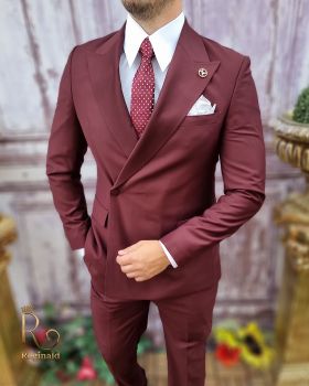 Costum elegant de bărbați, visiniu, Sacou si Pantalon - C3746