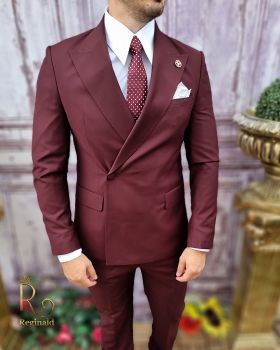 Costum elegant de bărbați, visiniu, Sacou si Pantalon - C3746