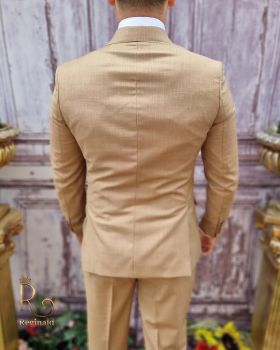 Costum elegant de bărbați, crem-cappucino, Sacou si Pantalon - C3740