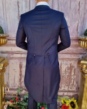 Costum frac de ceremonie, Slim Fit, Bleumarin, Sacou, Vesta, Pantalon si Papion - C3823