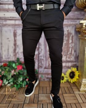 Pantalon elegant barbatesc negru, croiala slim-fit - PN662