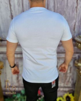 Tricou de bărbați, Slim Fit, Alb cu imprimeu - TR1034