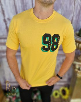 Tricou de bărbați, Slim Fit, Galben cu imprimeu - TR1045