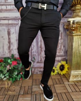 Pantalon elegant barbatesc negru, croiala slim-fit - PN662