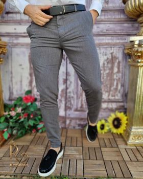 Pantaloni eleganți de bărbați, Gri, Slim Fit si Conici - PN661