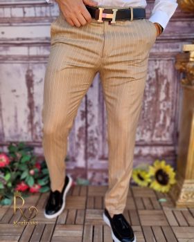 Pantaloni eleganți de bărbați, Cappucino, Slim Fit - PN693