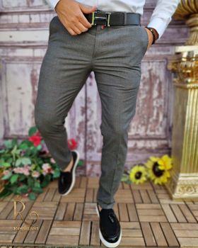 Pantaloni eleganți de bărbați, Gri, Slim Fit si Conici - PN668