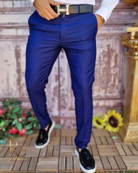 Pantaloni eleganți de bărbați, Albastru electric, Slim Fit - PN695