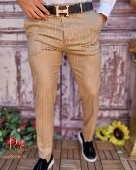 Pantaloni eleganți de bărbați, Cappucino, Slim Fit - PN693