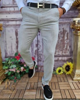 Pantaloni eleganți de bărbați, Gri, Slim Fit si Conici - PN665