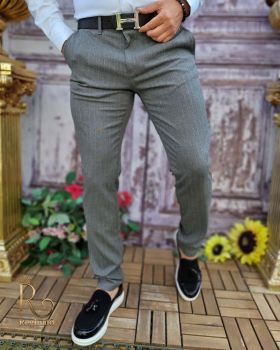 Pantaloni eleganți de bărbați, Gri, Slim Fit si Conici - PN663