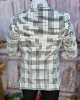 Sacou de bărbați gri in carouri, croiala Slim-Fit - SC638