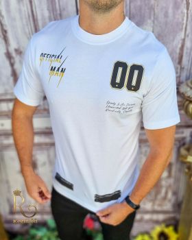 Tricou de bărbați, Slim Fit, Alb cu imprimeu - TR1020