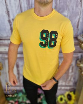 Tricou de bărbați, Slim Fit, Galben cu imprimeu - TR1045