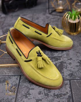 Pantofi Loafers de barbati verde deschis, din piele naturala Reginald - P1451