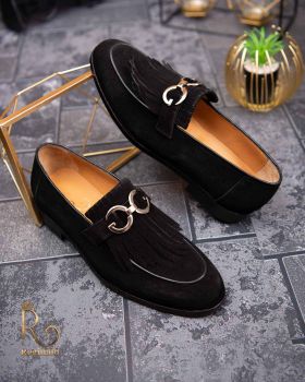 Pantofi Loafers de barbati negri, din piele naturala Reginald - P1458