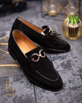 Pantofi Loafers de barbati negri, din piele naturala Reginald - P1458