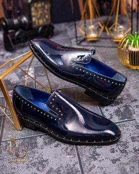 Pantofi Loafers de barbati bleumarin cu tinte, din piele naturala Reginald - P1399