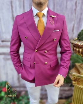 Sacou de barbati, Reginald Slim-Fit, violet, calitate Super wool 200`S - SC568