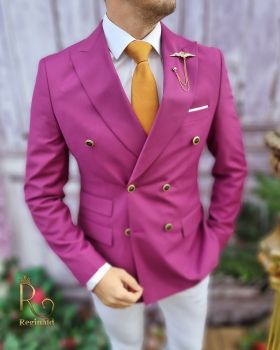 Sacou de barbati, Reginald Slim-Fit, violet, calitate Super wool 200`S - SC568