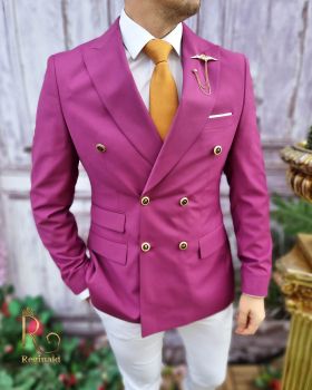 Sacou de barbati, Reginald Slim-Fit, violet, calitate Super wool 200`S - SC568