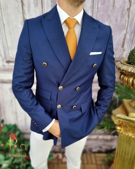 Sacou de barbati, Reginald Slim-Fit, bleumarin, calitate Super wool 200`S - SC572