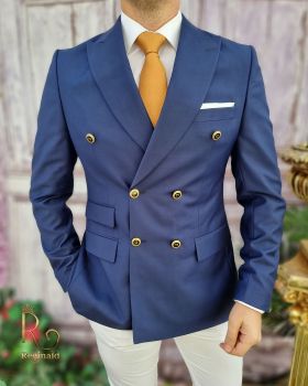 Sacou de barbati, Reginald Slim-Fit, bleumarin, calitate Super wool 200`S - SC572