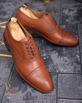 Pantofi de barbati, maro BROGUE OXFORD, piele naturala - P1299