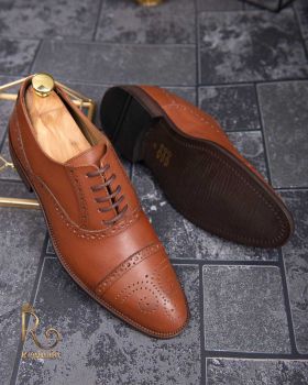 Pantofi de barbati, maro BROGUE OXFORD, piele naturala - P1299