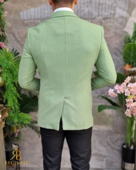 Sacou de bărbați, Slim Fit, Verde pal, texturat - SC205