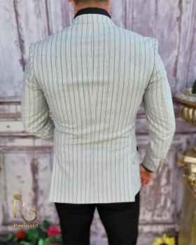 Sacou de bărbați gri in dungi, croiala Slim-Fit - SC632