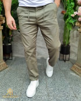 Pantaloni casual verzi, cu snur ,croiala conica, tiv intors- PN769