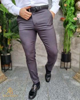 Pantaloni eleganti gri inchis, croiala conica, elastici- PN793