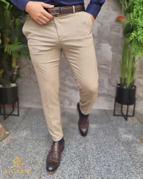 Pantaloni eleganti bej, croiala conica- PN780