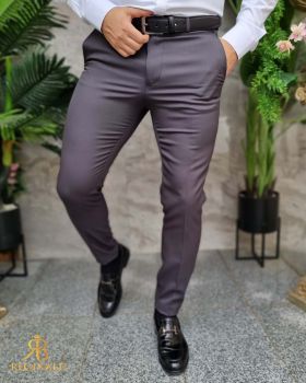 Pantaloni eleganti gri inchis, croiala conica, elastici- PN793