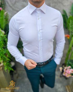 Cămașă alba de bărbați, Slim Fit - CR154