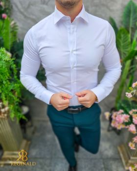 Cămașă alba de bărbați, Slim Fit - CR154