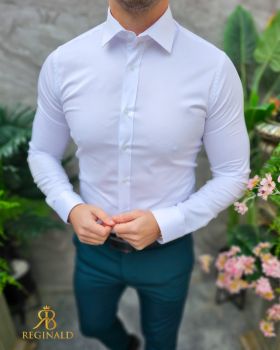 Cămașă alba de bărbați, Slim Fit - CR154