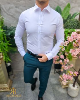 Cămașă alba de bărbați, Slim Fit - CR154