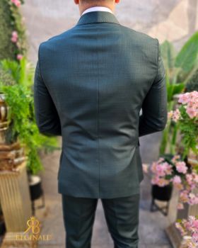 Costum elegant de bărbați, verde cu butoni aurii, Sacou si Pantalon - C4506