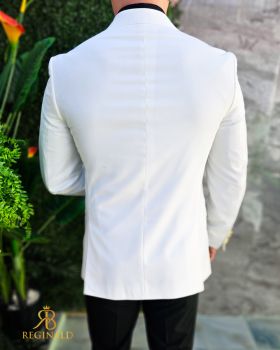 Sacou de bărbați, Double Breasted, Alb, Slim Fit - SC872