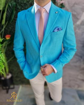 Sacou de bărbați, Slim Fit, Bleu- SC873