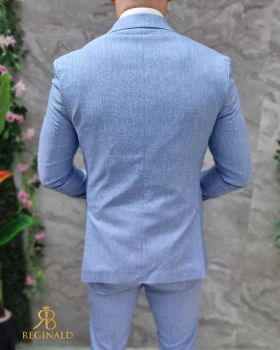 Costum de bărbați Bleu: Sacou, Vesta si Pantalon - C4691